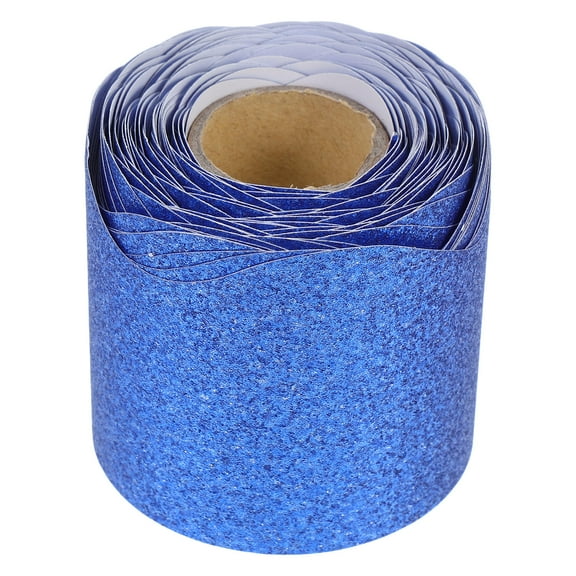 Topbathy Blue Glitter Blackboard Border Paper Decorative Bulletin Board Trim for Classroom