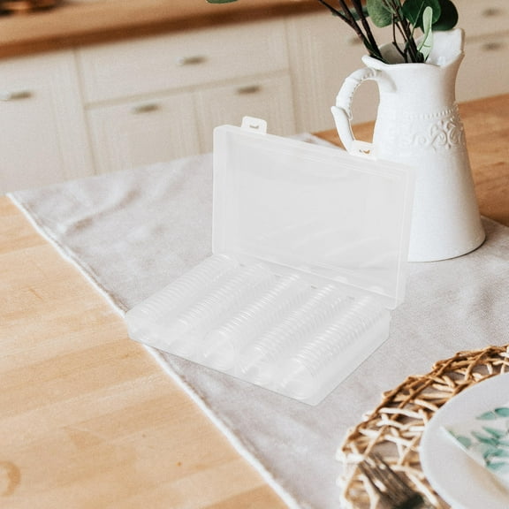 Topbathy 1Set Thickened Plastic Coin Capsules 27mm with Clear Display Case for Coins