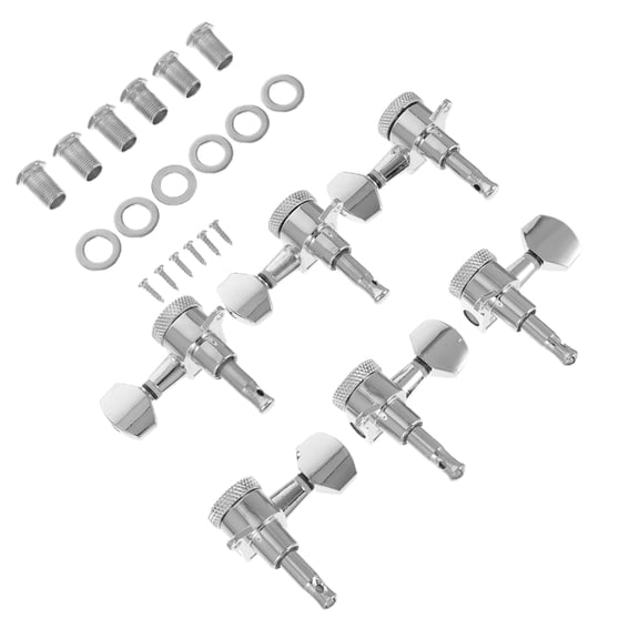 Topbathy 1Set Plated Silver Metal Guitar Tuning Pegs Professional Machine Heads Durable Accurate for Electric Bass Guitar