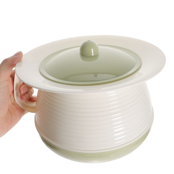 Topbathy White Plastic Spittoon, Thick and Portable Chamber Pot for Home 1Set