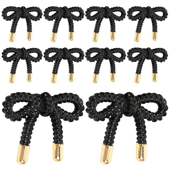 Topbathy 1 Set Small Bow Shape Buttons Black Light Gold Alloy Decorative Sewing for Coat Dress 10pcs 0.98X0.79X0.20In