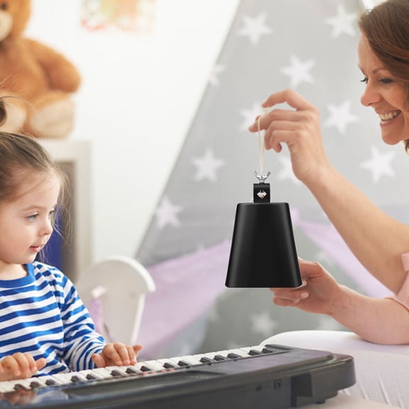 Topbathy 1 Set Small Cow Bell With Stick Hand Held Cowbell For Kids In Music Performance 3.93X3.93X2.36in