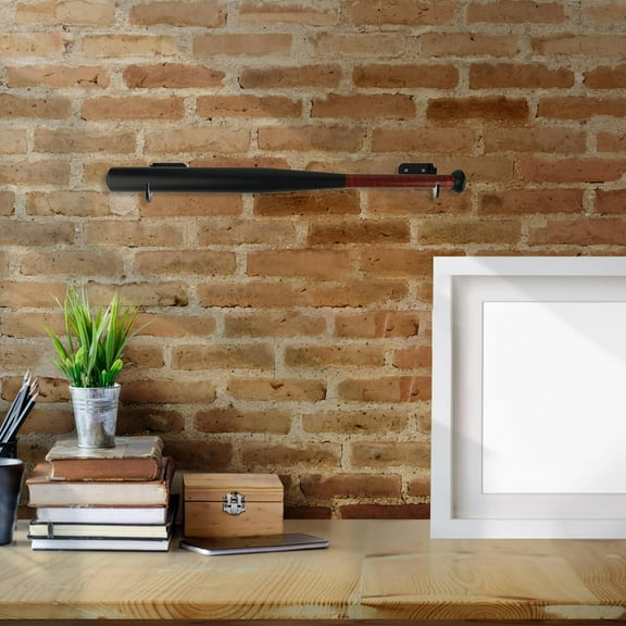 Topbathy 1Set Black Baseball Bat Display Rack Wall Mounted Stick Holder for Horizontal Display