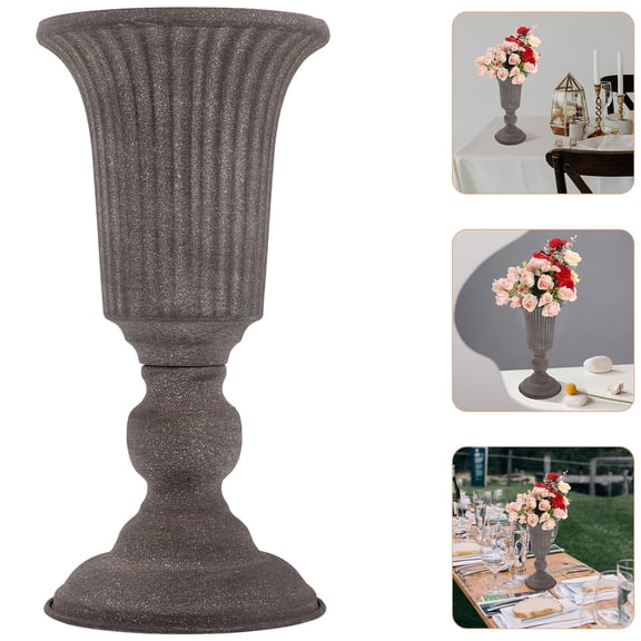 Topbathy Grey Iron Flower Vase Retro Planter with Stable Design for Home Wedding Tabletop Ornament