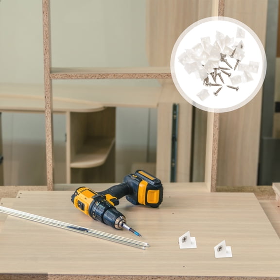 Topbathy 100pcs Plastic Furniture Corner Braces L Shape Reinforcement for Drawers Furniture Repair