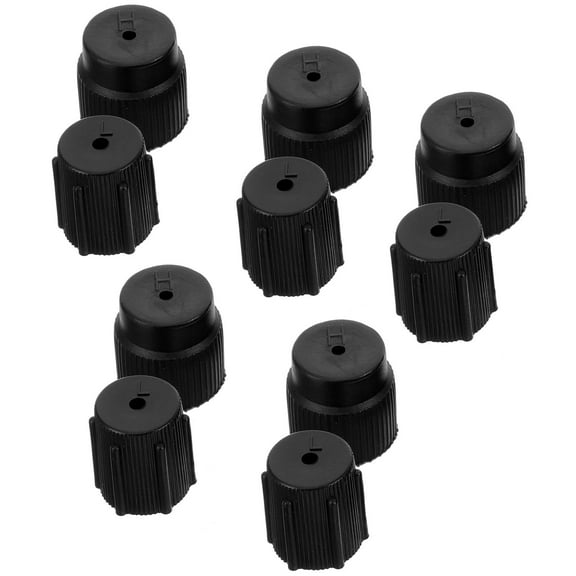Topbathy 10Pcs Automotive Air Conditioner Valve Caps Plastic Flare Caps for Car Ac Maintenance Black