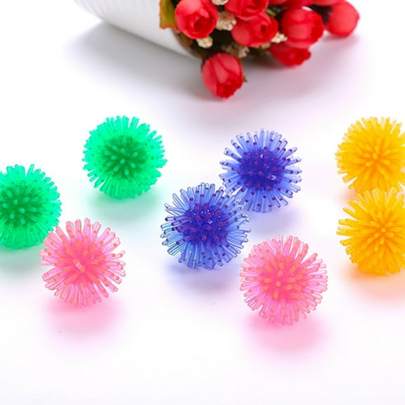 Topbathy 10Pcs Cat Toys Fuzzy Balls Assorted Color Plastic for Indoor Play and Stimulation