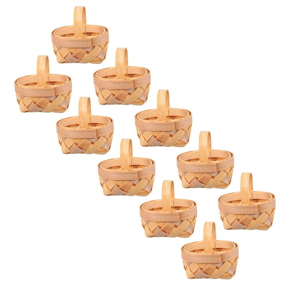 Topbathy 10Pcs Small Woven Basket Decor Khaki for Garden Use
