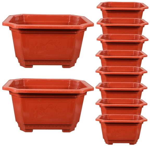 Topbathy 10pcs Deep Flower Pot Large Bonsai Plants Dark Red Plastic for Beginner Gardeners
