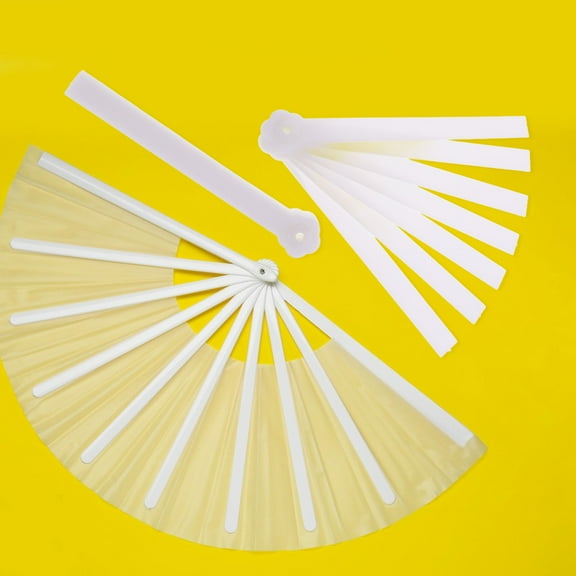 Topbathy Folding Fan Frame White Plastic DIY Craft for Wedding Party 10Pcs
