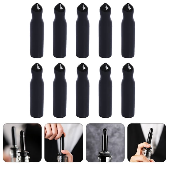 Topbathy Bottle Pour Spout Cap Rubber Pouring and Storing Drinks for Bar Bartenders in Bars 10pcs
