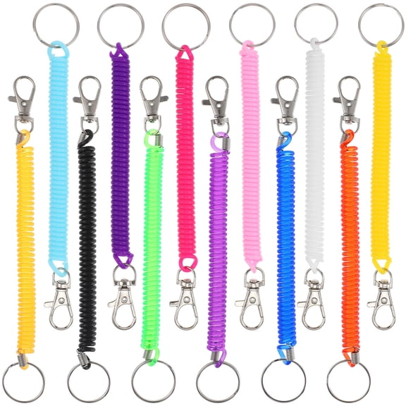 Topbathy 12 Pcs Small Stretch Key Chain Assorted Color Spring Design Key Holder for Everyday Use