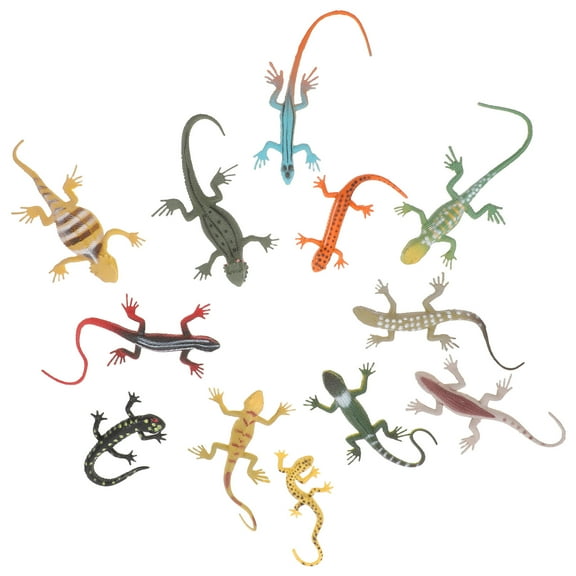 Topbathy 12Pcs Lizard Animal Figures Assorted Color Plastic Realistic Toys for Family Party