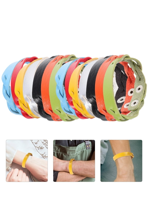 y 14Pcs Boho Bracelets Adjustable Blank PU for Various Scenes Black