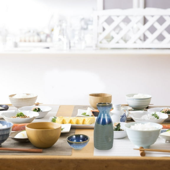 Topbathy Ceramic Sake Bottle and Cup Set Assorted Color 1Set