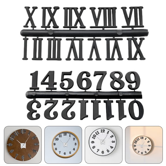 Topbathy 2Sets Clock Numbers Kit Black Stable Plastic Roman Numerals for Home and Office Clocks