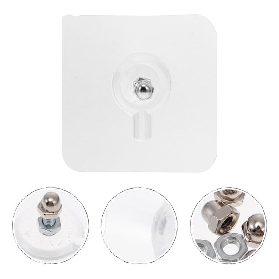 Topbathy 20Pcs Wall Hooks Stick on Screw Nail Stickers Transparent PVC Wall Mounted for Home Use