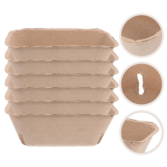 Topbathy 20Pcs Beige Fruit Basket Tray Paper Pulp Container for Fruit Storage