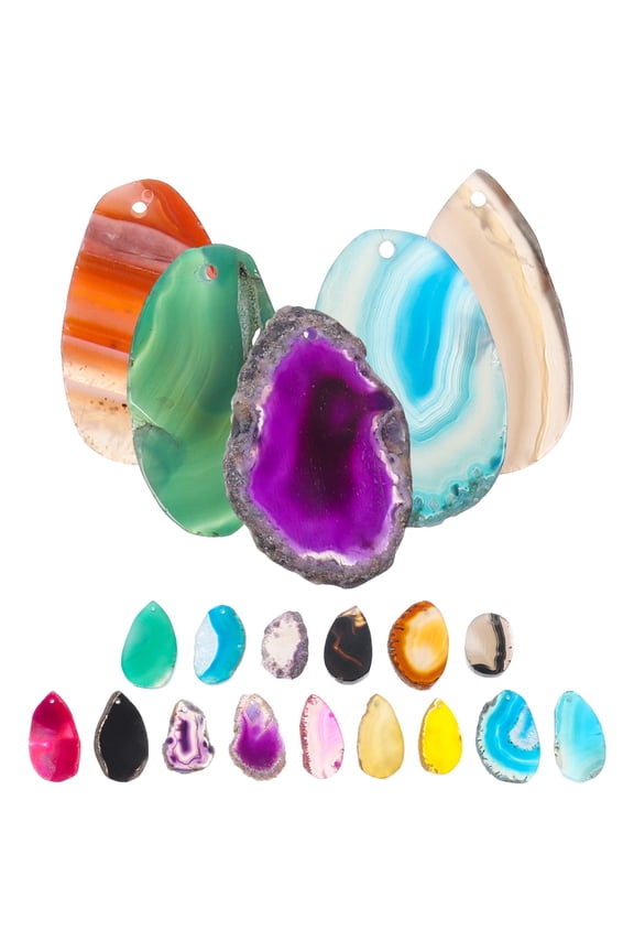 y 20Set Agate with Holes Jewellery Assorted Color Natural Agate Design for Jewelry Makers DIY Craft
