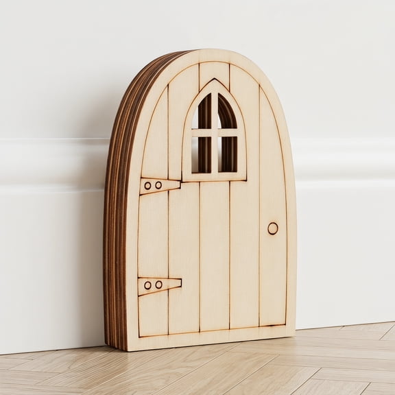 Topbathy Khaki Wooden Fairy Doors 20Pcs for Garden Decorative Model Unpainted