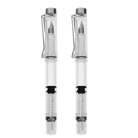 Topbathy 2Pcs Transparent Fountain Calligraphy Pens with Ink Absorber for Smooth Writing and Artistic Effects