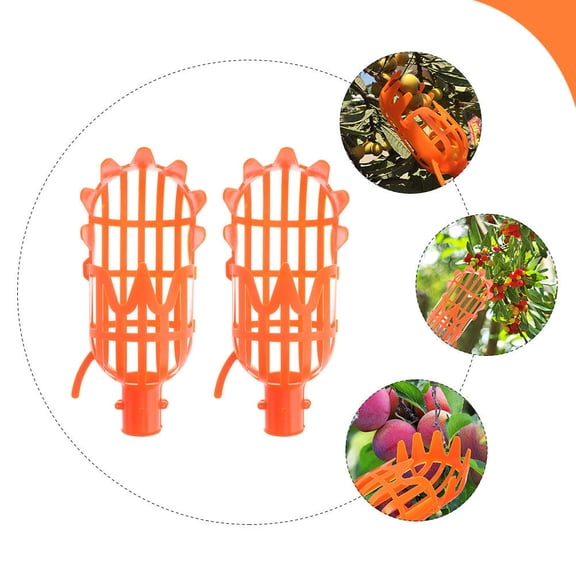 Topbathy 2Pcs Orange Fruit Picker with Basket Lightweight Labor Saving Tool for Orchard Fruit Harvesting
