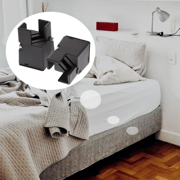 Topbathy 2-Pack Adjustable Furniture Risers for Bed, Black Steel with ABS and Velour, Elevate for Cleaning & Accessibility
