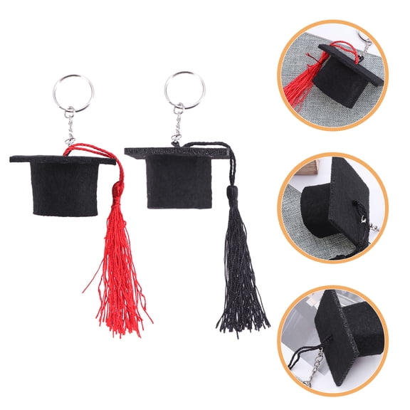 Topbathy 2Pcs Graduation Cap Key Hanging Ornament Sturdy Keychain for Bag and Keys