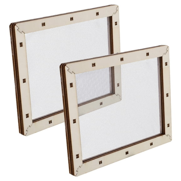 Topbathy Wooden Metal Paper Making Screen Easy to Use Transparent Mesh Frame 2Pcs