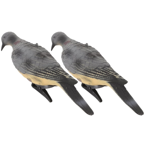 Topbathy 2Pcs Grey Plastic Pigeon Statue with Clip Realistic Decorative Bird Model for Garden
