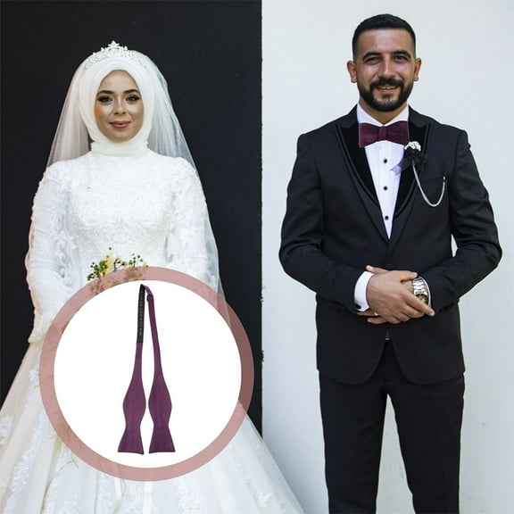 Topbathy 2Pcs Purple Bowties Men in Polyester Adjustable for Men's Accessory for Weddings and Events