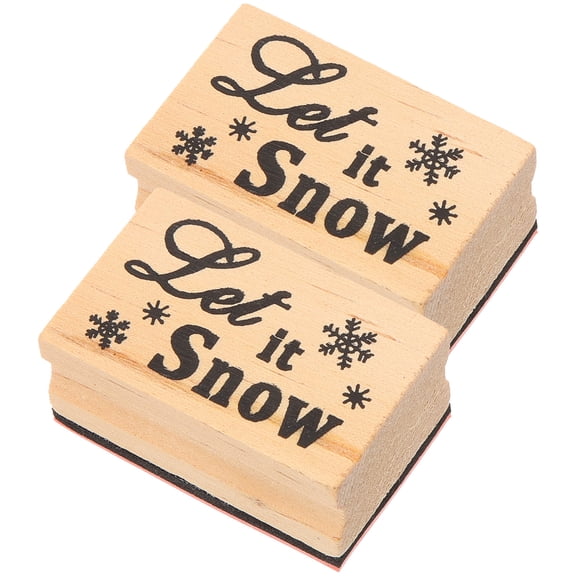 Topbathy Creative Xmas Pattern Stamper Multi Color Wooden for Playing and Scrapbooking 2Pcs