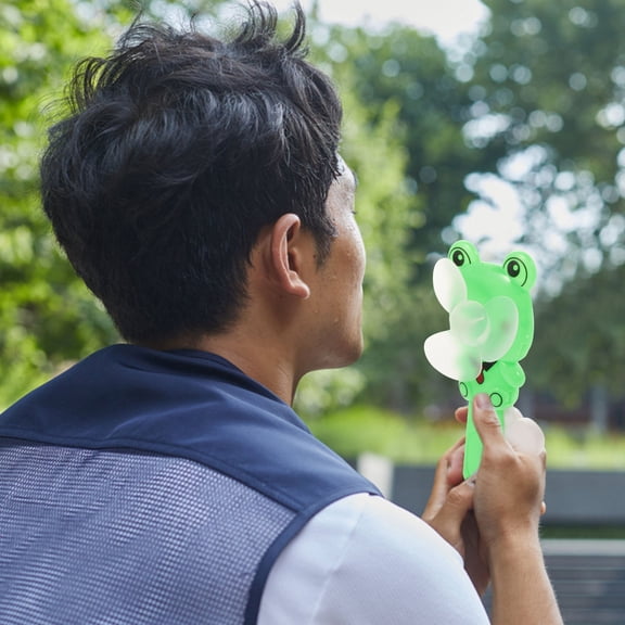 Topbathy 2Pack Hand Press Handheld Fans Frog Shape Green Portable Cooling Fan for Personal Use