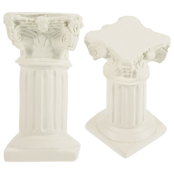 Topbathy 2Pcs White Roman Pillar Resin Sculpture Home Ornament Elegant Decorative Statue for Balcony and Living Room