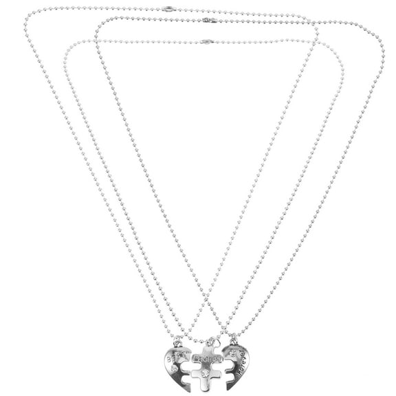 Topbathy 3 Pieces Stainless Steel Friendship Necklaces for Decoration Use Silver Friends Gift Set 29x3 8x0 5cm