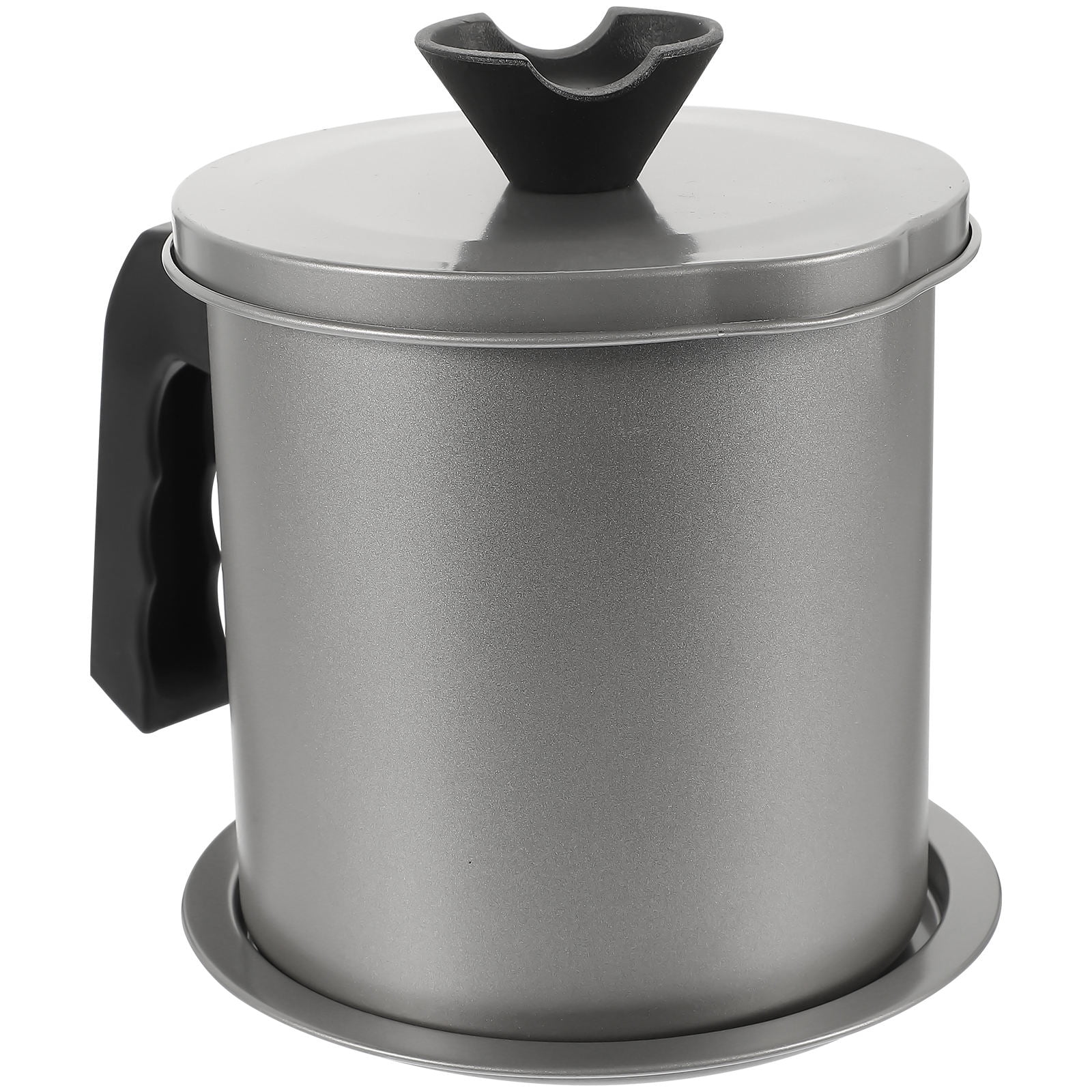 Topbathy 1Pc Dark Grey Stainless Steel Oil Storage Container with Handle and Lid for Cooking Use