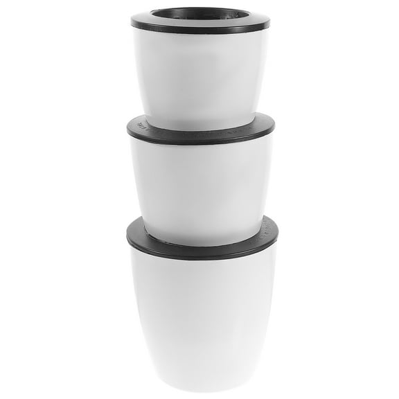 Topbathy 3Pcs Automatic Watering Plant Pots White Resin Succulent Planter for Indoor Use
