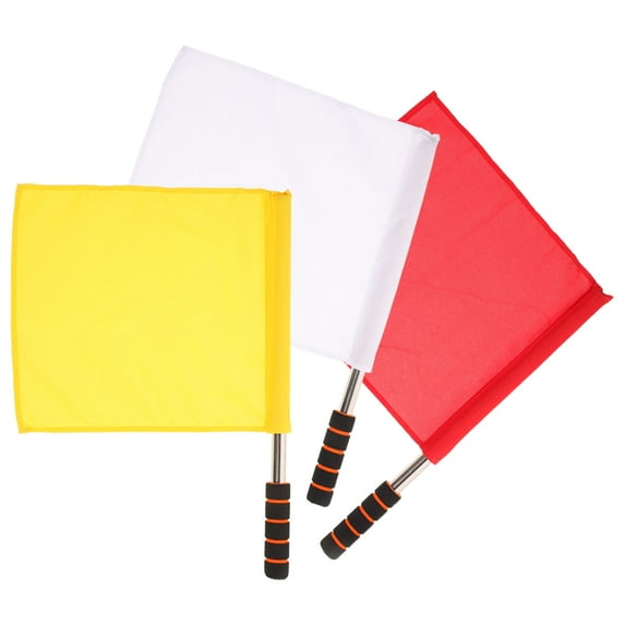 Topbathy 3pcs Stainless Steel Red Referee Flags for Sports Training and Events Color Guard Racing Match Waving Flags