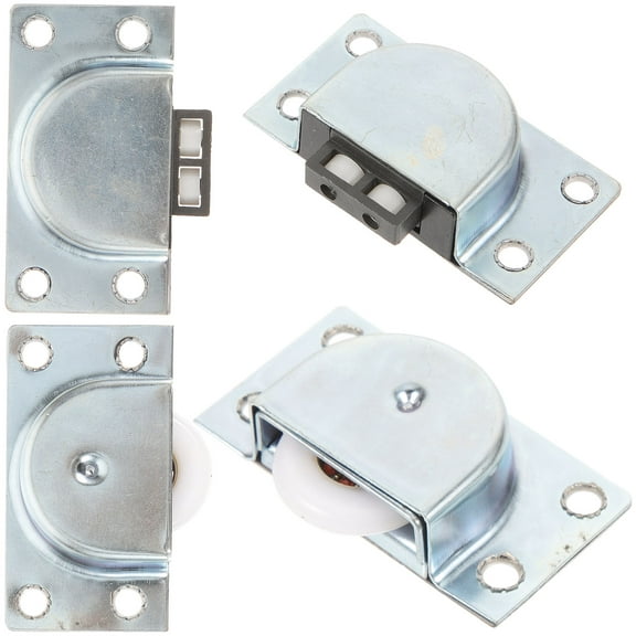 Topbathy Cabinet Drawer and Door Rollers Wear Resistance Closet Door Rollers Metal Silver 4pcs