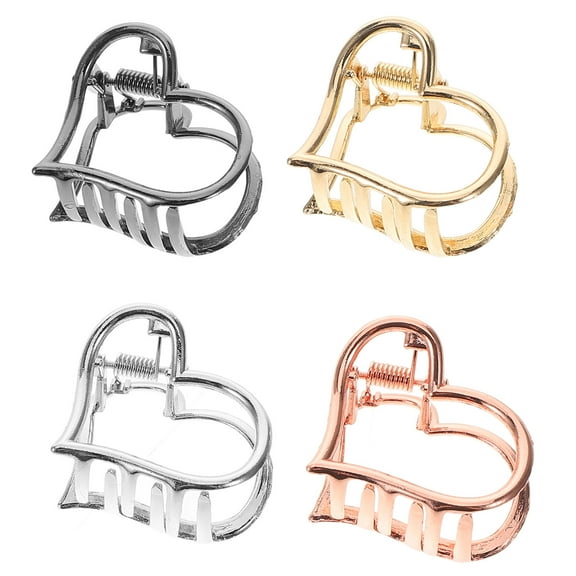 Topbathy 4Pcs Minimalist Hair Claws Heart Shaped Jaw Clip Assorted Color Fashion Headwear