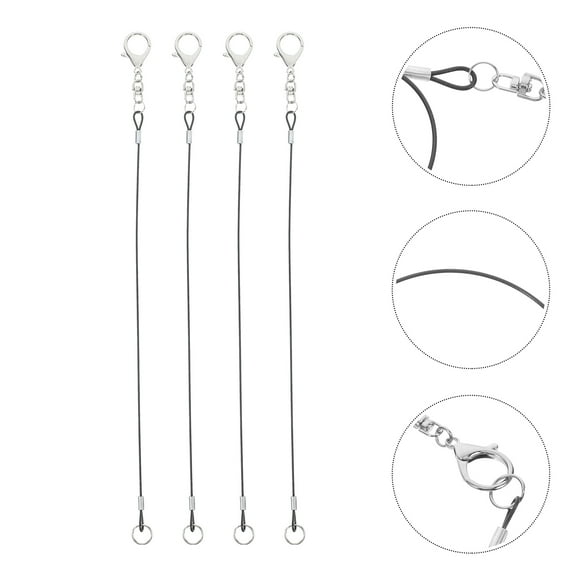 Topbathy 4Pcs Pen Chain Minimalist Design Steel Wire Pu for Prevent Pen Loss Secure Id Badges