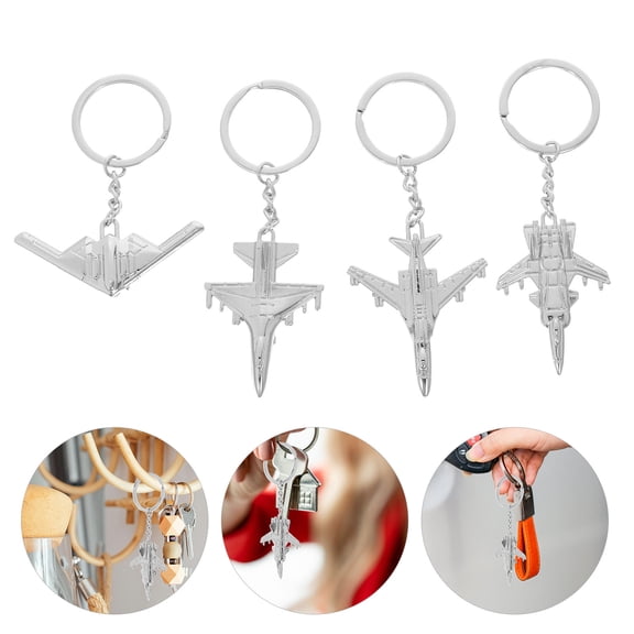 Topbathy 4-Pack Airplane Keychains Fighter Jet Hanging Charms Accessories for Car Keys, House Keys, and Everyday Use