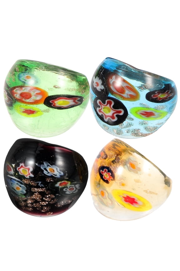 y 4pcs Decorative Glass Rings for Women Unique Finger Jewelry for Daily Wear Cosplay and Parties