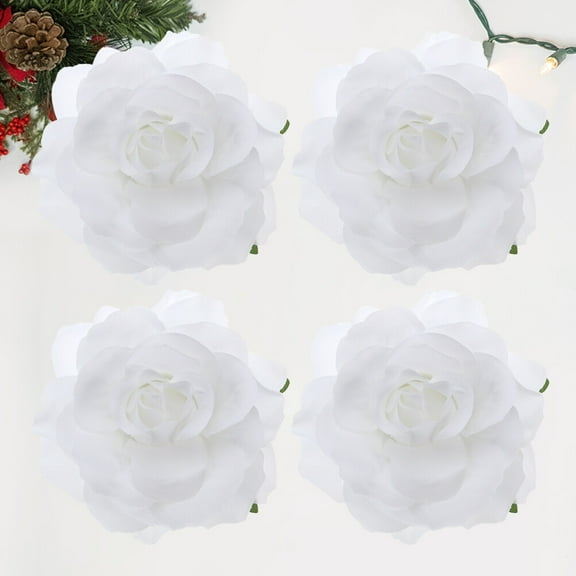 Topbathy Wedding Hair Jewelry White Rose Clips 4Pcs