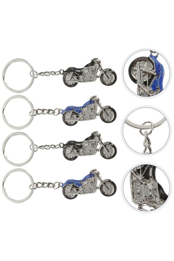 y 4pcs Metal Motorcycle Keychains 3D Bike Car Key Chain Novelty Model Keyring Wallet Purse Keychain