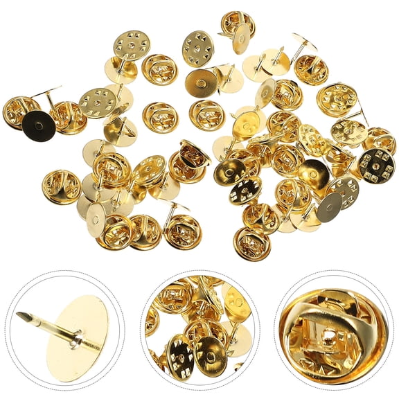 Topbathy 50Sets Golden Lapel Pin Backs Locking Clutch Pin Backings for DIY Craft and Jewelry