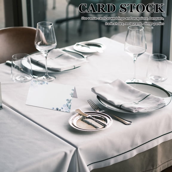 Topbathy 50Pcs Printable Wedding Place Cards White Paper Tent Cards with Eucalyptus Design for Reception Seating