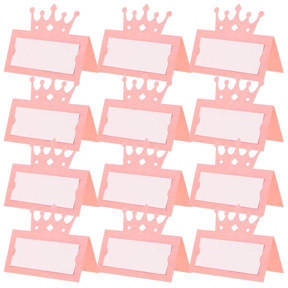 Topbathy 50Pcs Party Place Cards Pink Tent Design with Unique Crown Decoration for Events