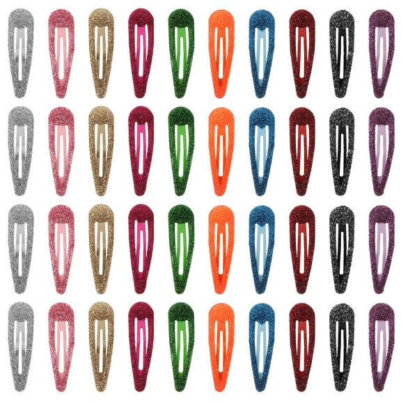 Topbathy 50Pcs Water Drop Glitter Snap Clips for Girls and Teens with Classical Design