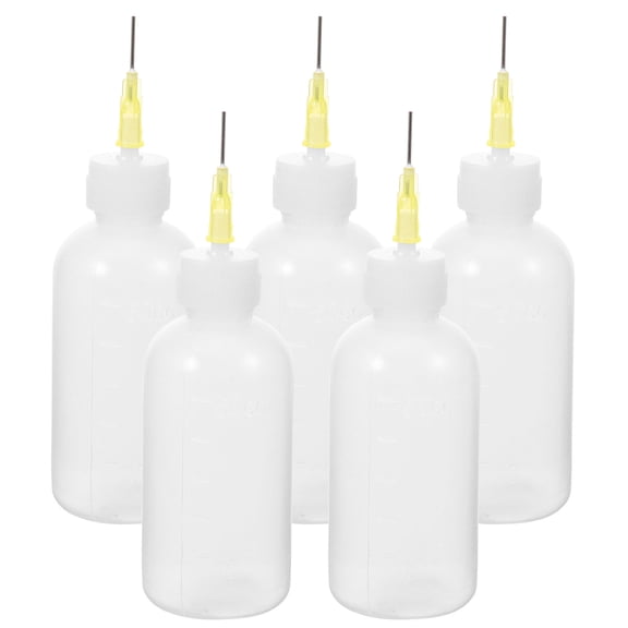 Topbathy 5-Pack Precision Needle Paint Bottles with White Plastic Caps for Pottery Making and Crafting
